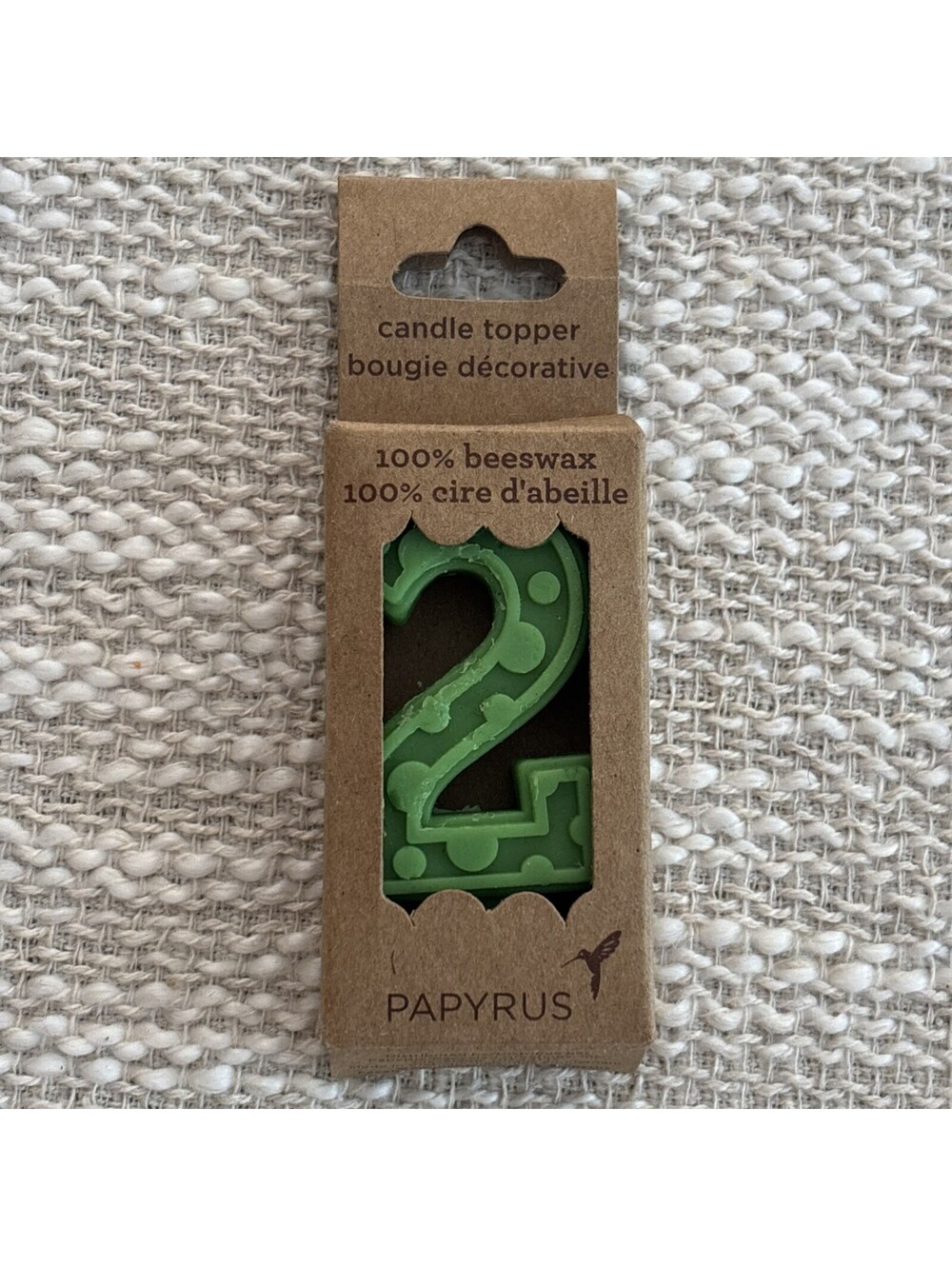 Number 2 PAPYRUS candle 100% Beeswax Green